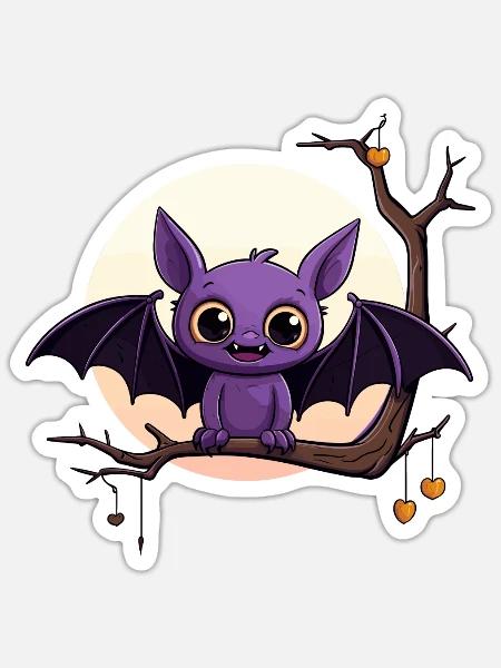 Süßes Fledermaus Motiv Fledermaus Halloween Kostüm - Sticker Größe S (10 x 10 cm) - Mattweiß