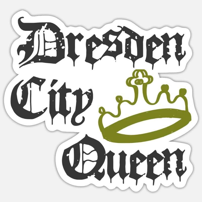 Dresden City Queen - Sticker Größe S (10 x 10 cm) - Mattweiß