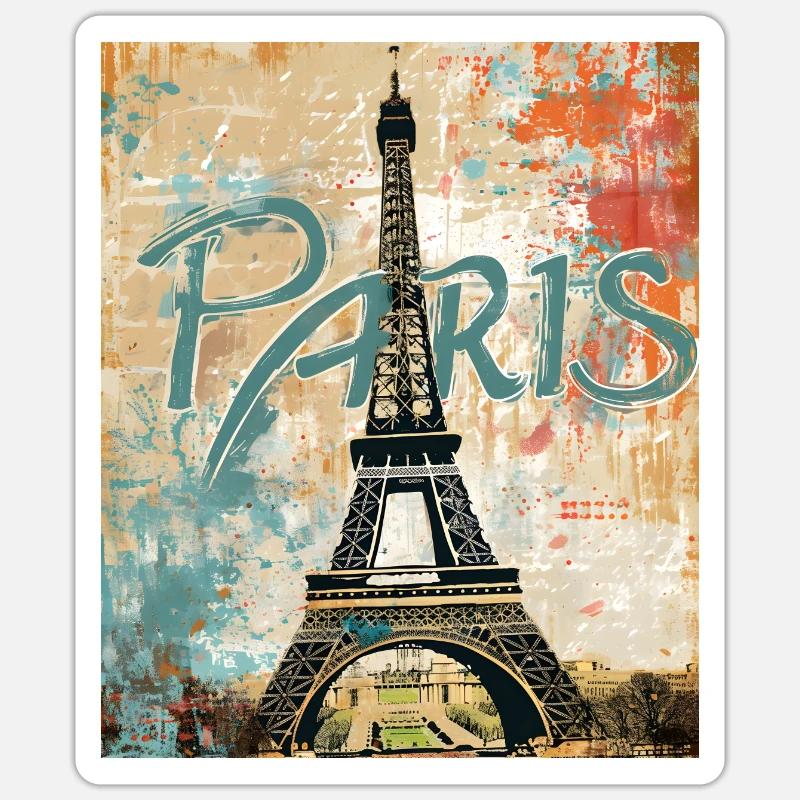 Paris with Eiffel Tower - Sticker size S (10 x 10 cm) - white matte