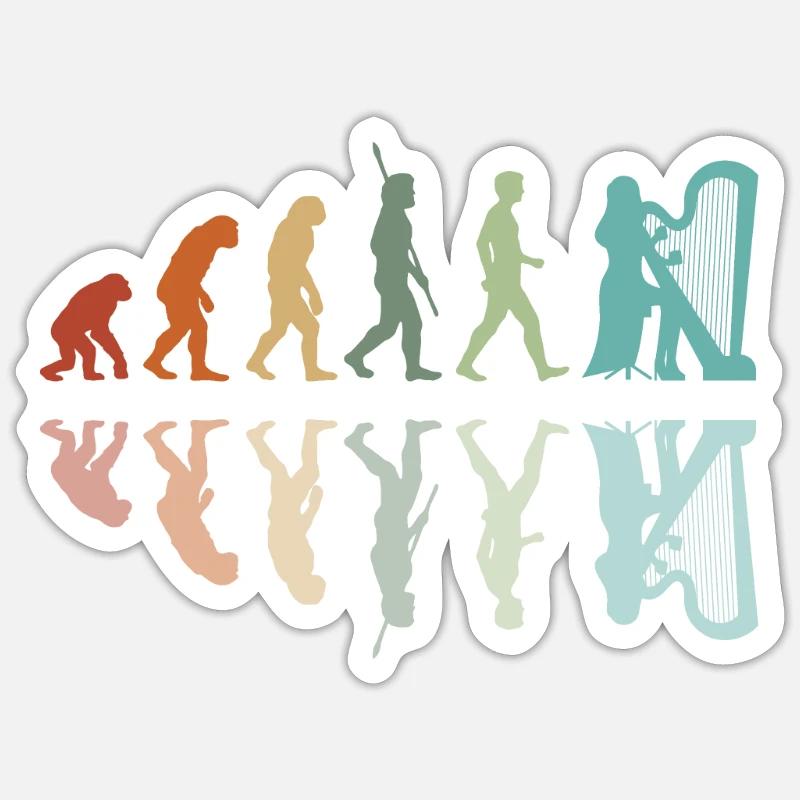 Harp Player Evolution Sticker size S (10 x 10 cm)
