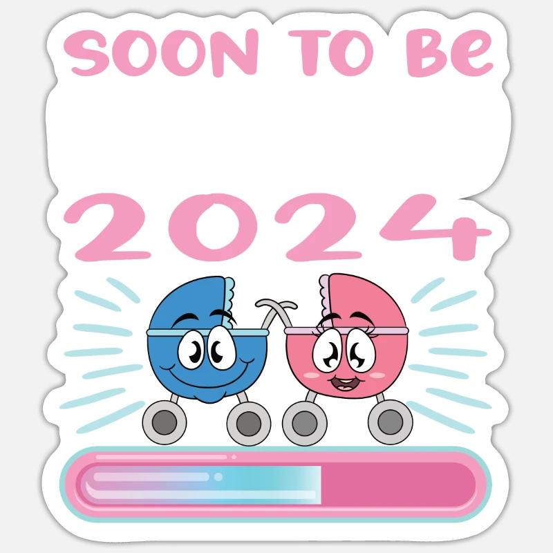 Mama 2024 Werdende Mutter Schwangerschaft - Sticker Größe S (10 x 10 cm) - Mattweiß