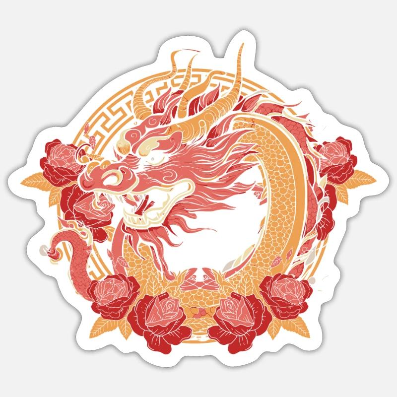 Année du Dragon 2024 - Sticker taille S (10 x 10 cm) - blanc mat