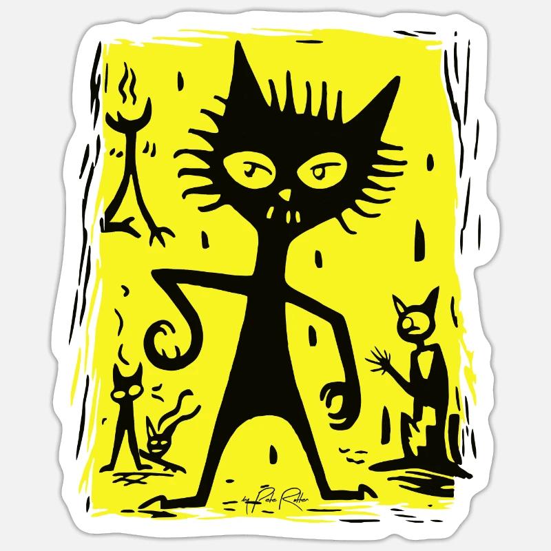 Chat démoniaque de l’enfer - Sticker taille S (10 x 10 cm) - blanc mat