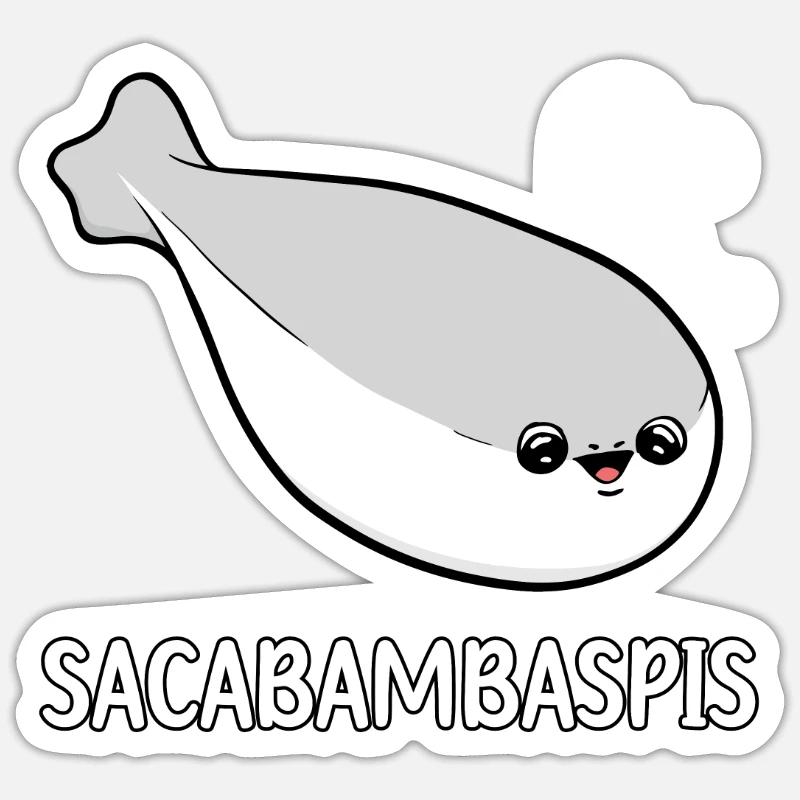 Sacabambaspis Poisson Meme - Sticker taille S (10 x 10 cm) - blanc mat