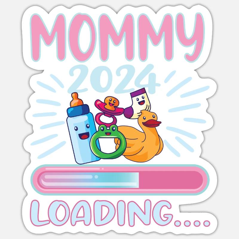 Mama 2024 Werdende Mutter Schwangerschaft - Sticker Größe S (10 x 10 cm) - Mattweiß