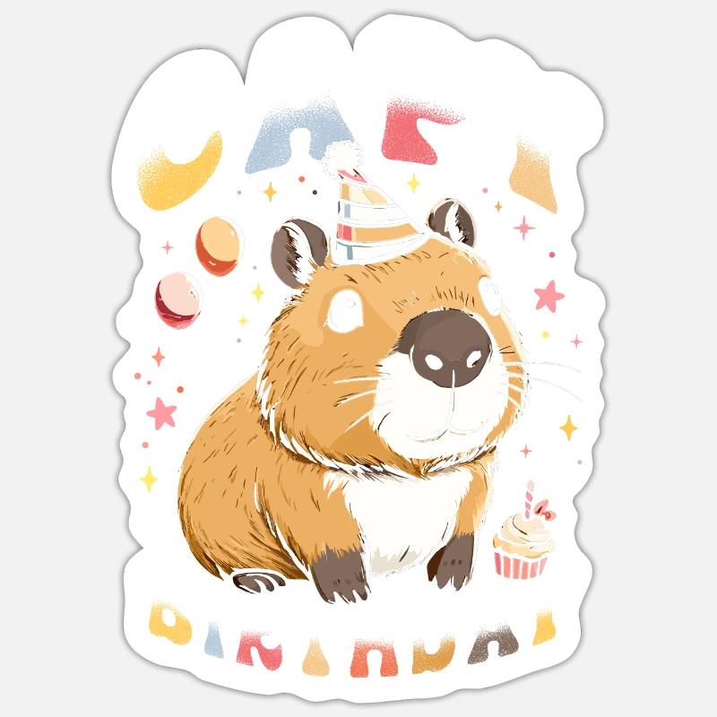Anniversaire de Capy - Sticker taille S (10 x 10 cm) - blanc mat