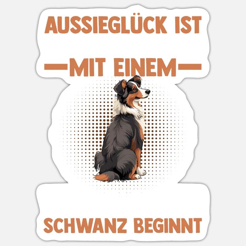 Australian Shepherd Hund Aussie - Sticker Größe S (10 x 10 cm) - Mattweiß