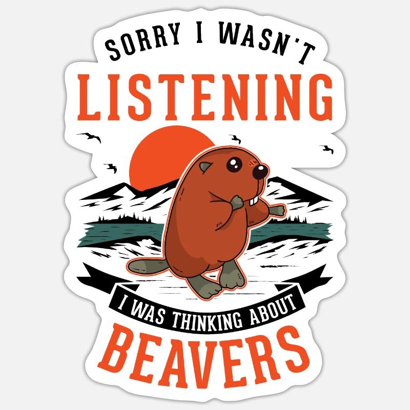 Biber Biberdamm Geschenk Beaver - Sticker Größe S (10 x 10 cm) - Mattweiß