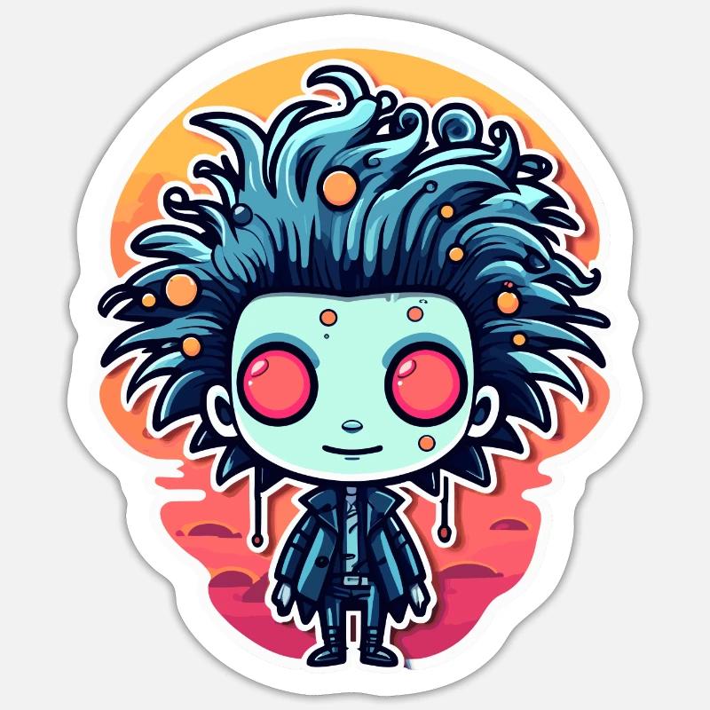 Illustration de zombie mignon - Sticker taille S (10 x 10 cm) - blanc mat