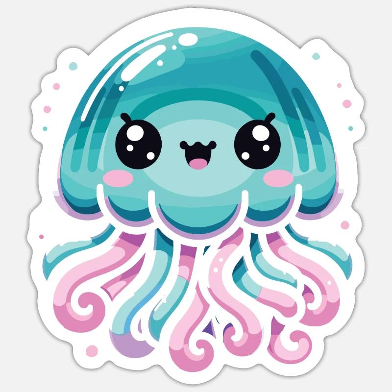 Méduse - Sticker taille S (10 x 10 cm) - blanc mat