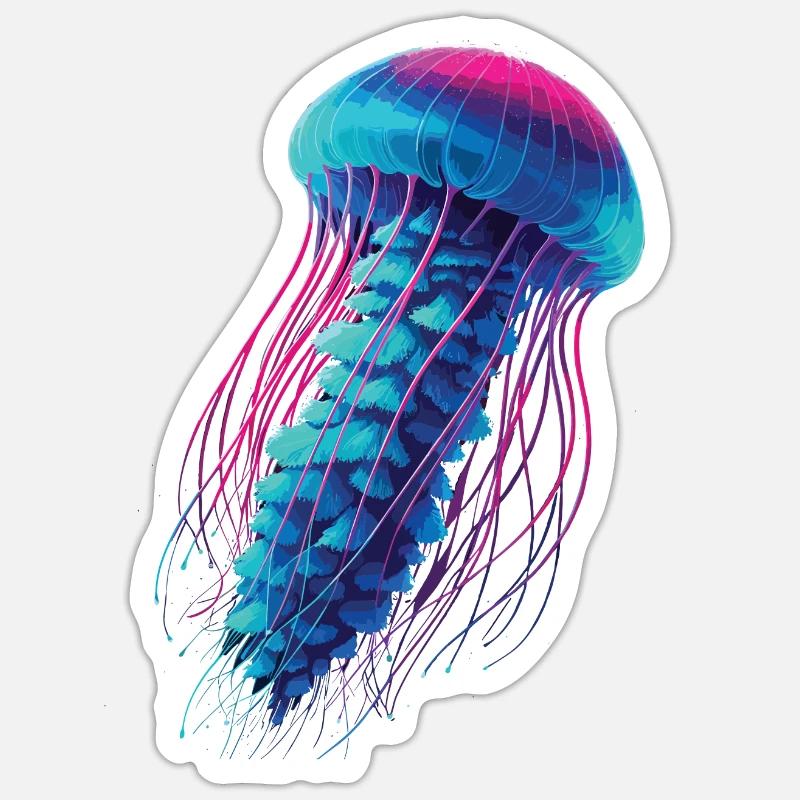 Méduse - Sticker taille S (10 x 10 cm) - blanc mat