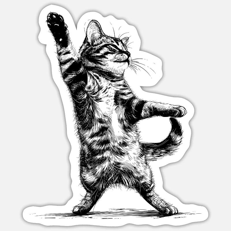 Disco-Katze - Sticker Größe S (10 x 10 cm) - Mattweiß