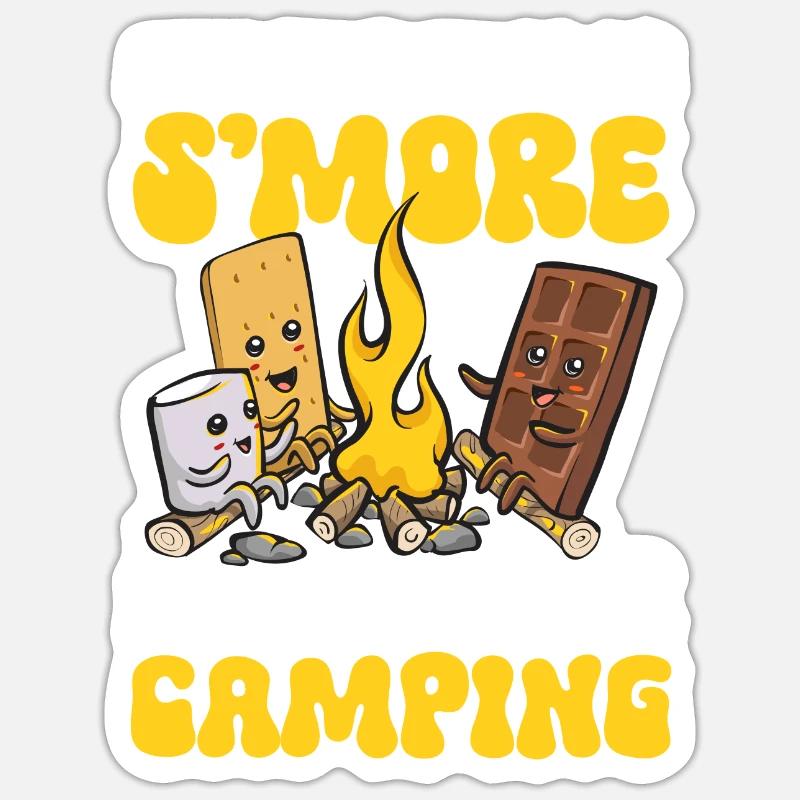 S'more Campfire Marshmallow Camping Sticker taille S (10 x 10 cm)