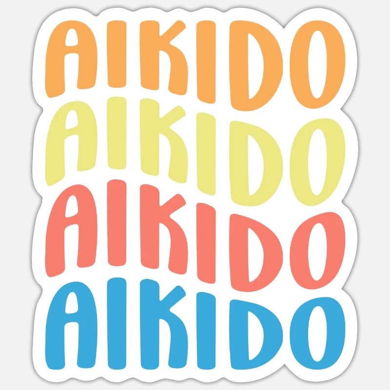 Aikido - Sticker Größe S (10 x 10 cm) - Mattweiß