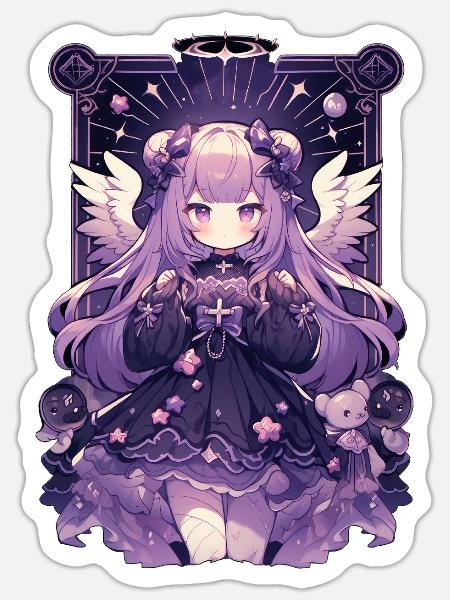 Magical Anime Angel Girl Kawaii Tarot Card Otaku - Sticker Größe S (10 x 10 cm) - Mattweiß