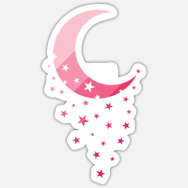Lune avec astérisque ciel nocturne - Sticker taille S (10 x 10 cm) - blanc mat