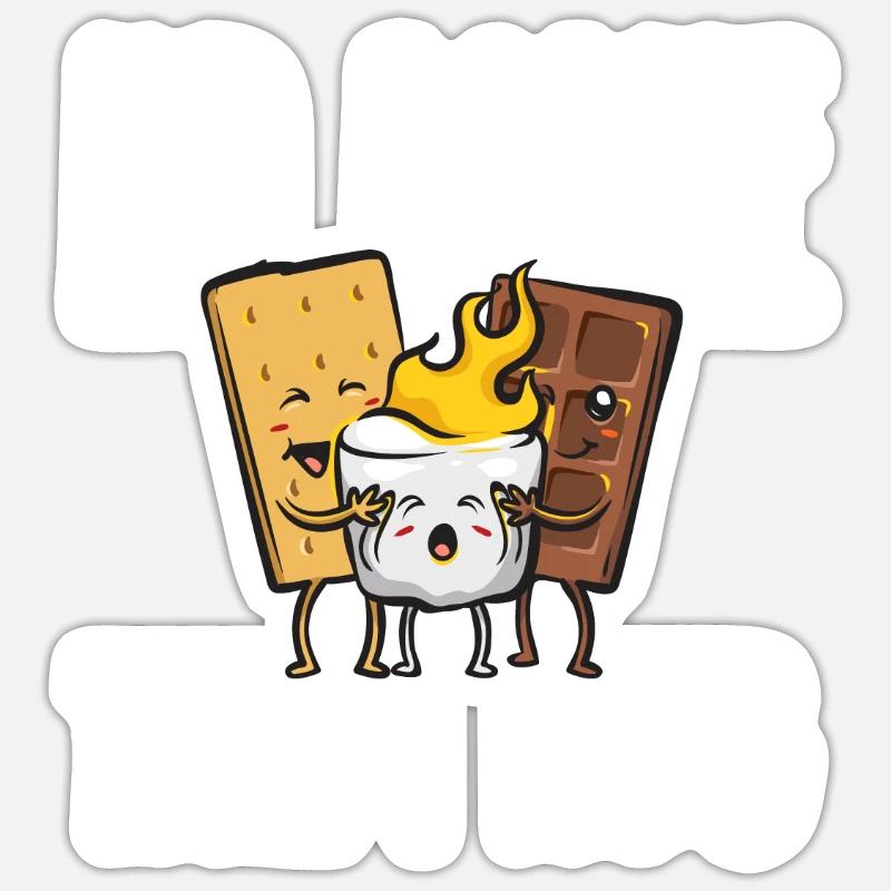S'more Campfire Marshmallow Camping Sticker taille S (10 x 10 cm)