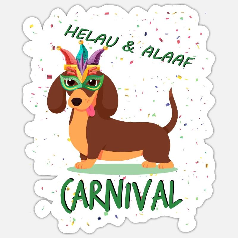 Teckel, Carnaval, Carnaval, Helau, Alaaf Sticker taille S (10 x 10 cm)