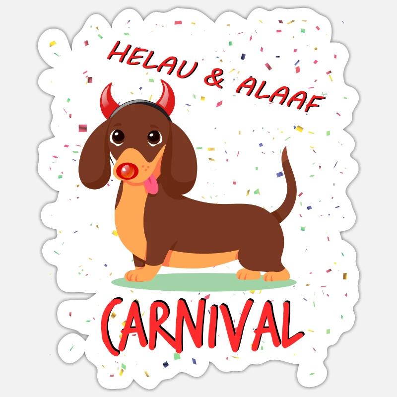 Dachshund, Carnival, Carnival, Helau, Alaaf, Devil Sticker size S (10 x 10 cm)