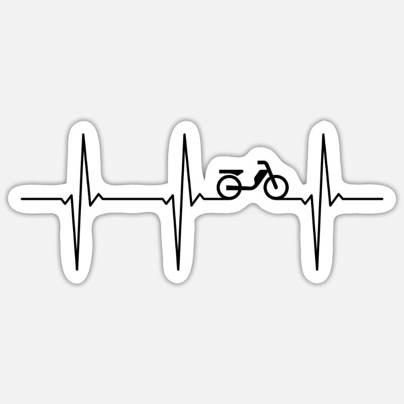 Moped ECG Heartbeat Moped - Sticker size S (10 x 10 cm) - white matte