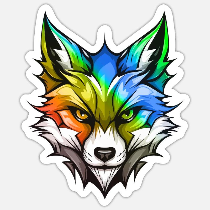 Fuchs Kopf Bunt - Sticker Größe S (10 x 10 cm) - Mattweiß