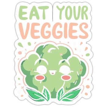 Mangez vos légumes Amateur de légumes Végétalien Végétalien - Sticker taille S (10 x 10 cm) - blanc mat - Devant
