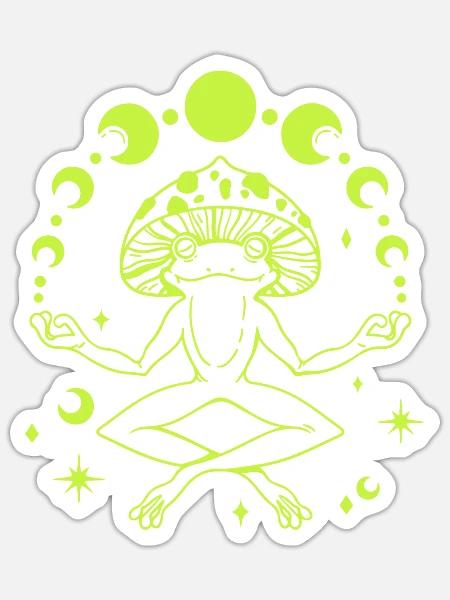 Frosch in einer Yoga-Meditationspose - Sticker Größe S (10 x 10 cm) - Mattweiß