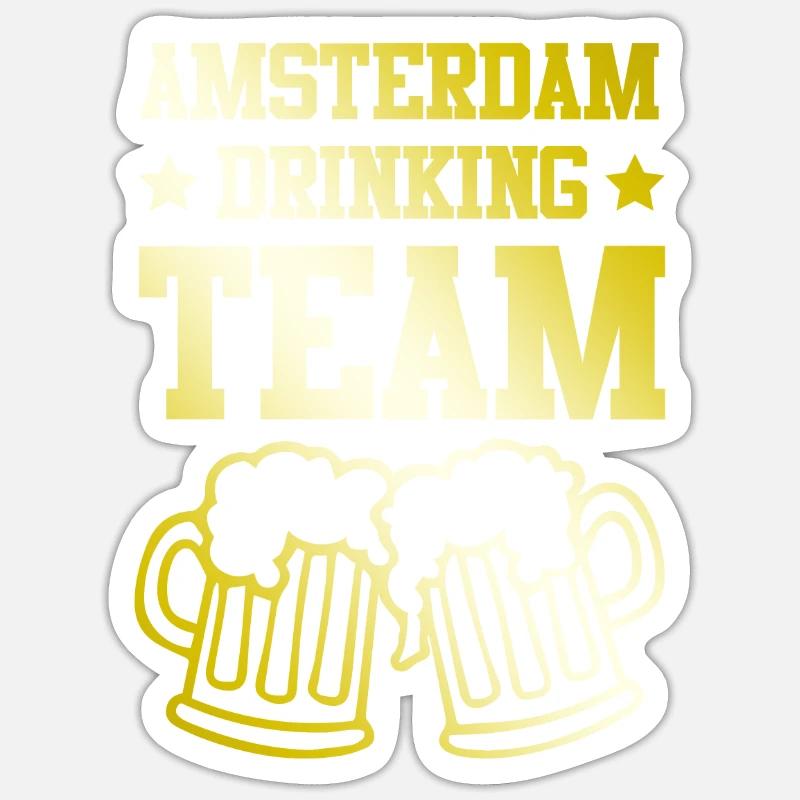 Amsterdam Drinking Team - Sticker Größe S (10 x 10 cm) - Mattweiß