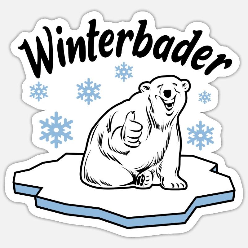 Winterbader Eisbaden Eisbad Spruch Sticker Größe S (10 x 10 cm)