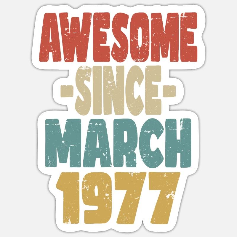 Awesome March 1977 - Sticker size S (10 x 10 cm) - white matte