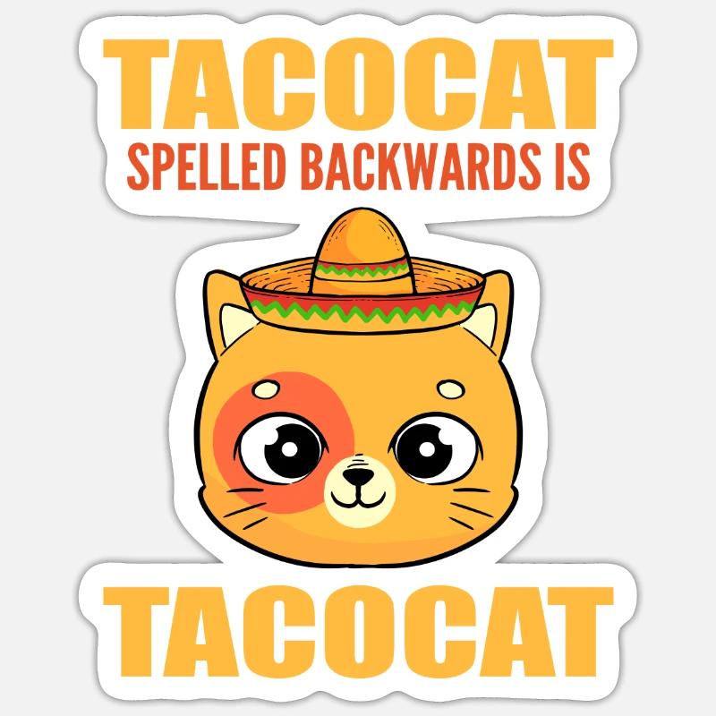 Tacocat Spelled Backwards Miezekatze Kätzchen - Sticker Größe S (10 x 10 cm) - Mattweiß