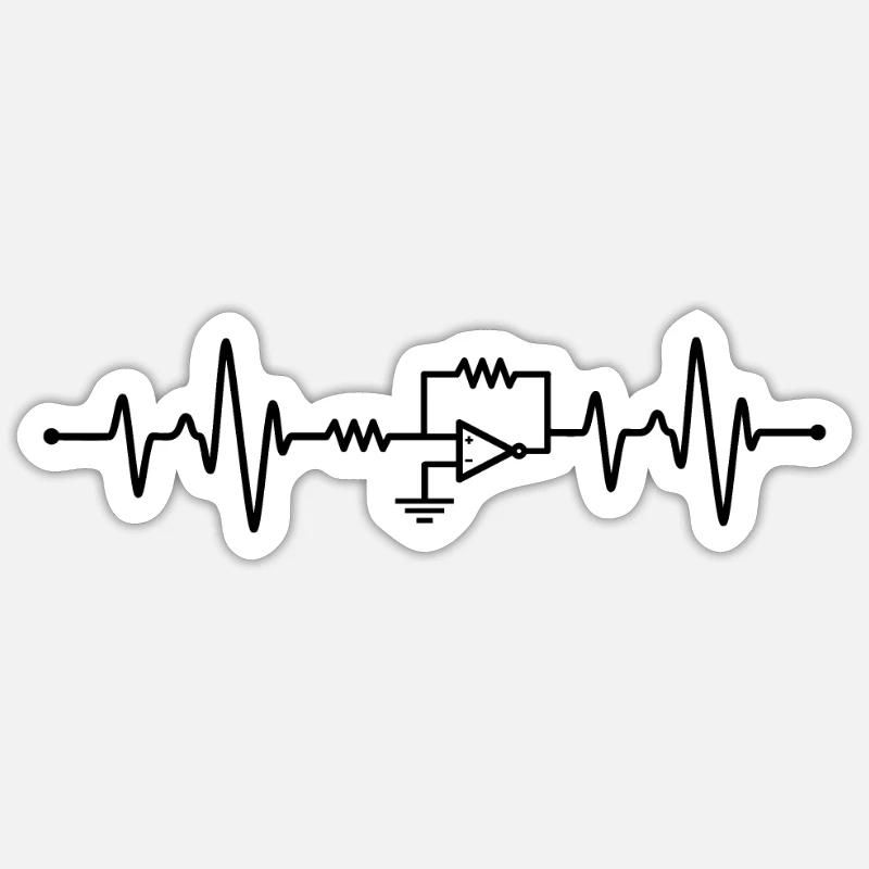 Electrical Engineering Heartbeat Sticker size S (10 x 10 cm)