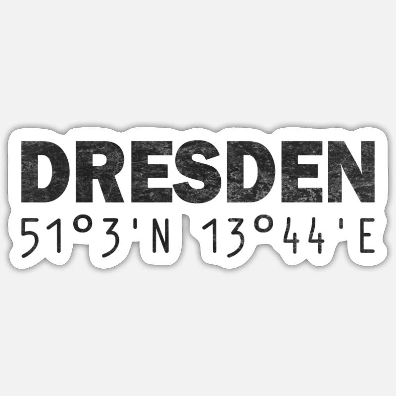 Dresden coordinates GPS Sticker size S (10 x 10 cm)