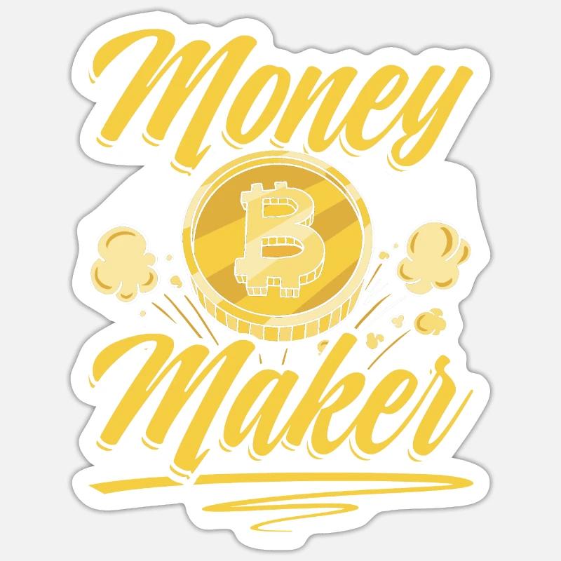 Crypto chic : Money Maker Bitcoin - Sticker taille S (10 x 10 cm) - blanc mat