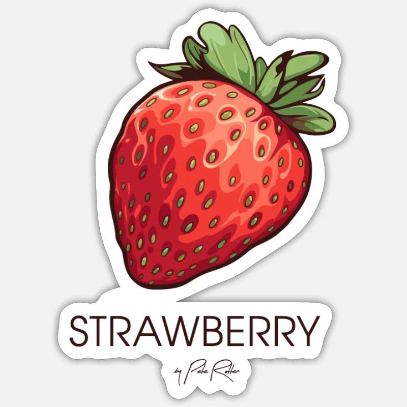 Fraise simple Sticker taille S (10 x 10 cm)