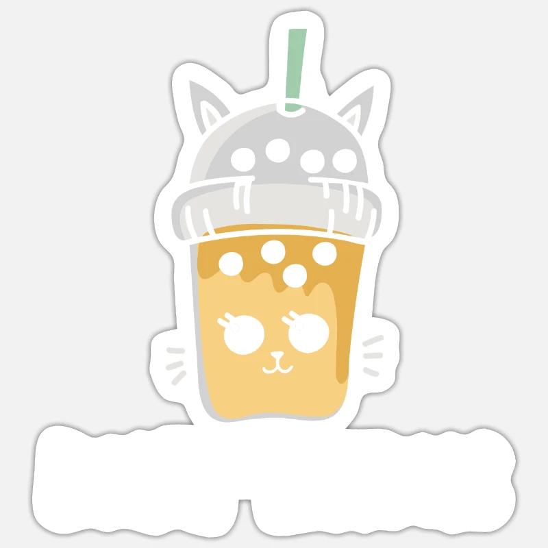 Bubble Tea Milktea - Sticker Größe S (10 x 10 cm) - Mattweiß