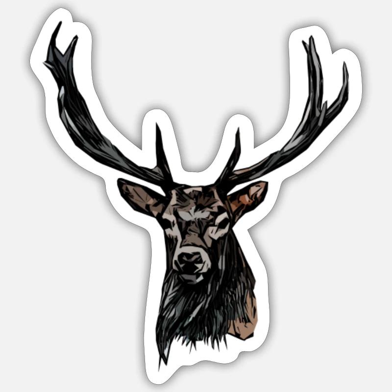 Rothirsch Geweih mit Hirschgeweih Sticker Größe S (10 x 10 cm)