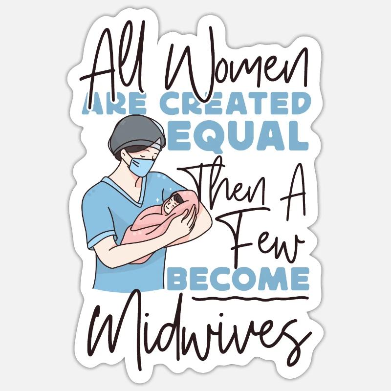 Sygeplejerske Jordemoder Fødselsarbejder Regnbue - Sticker størrelse S (10 x 10 cm) - mat hvid