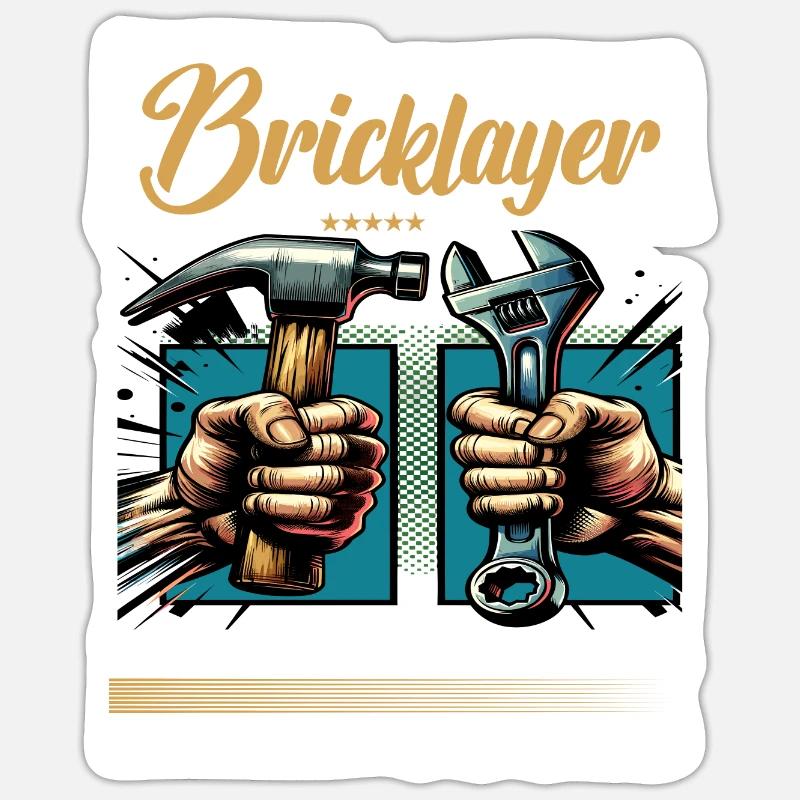 Profession de maçon disant ouvrier - Sticker taille S (10 x 10 cm) - blanc mat
