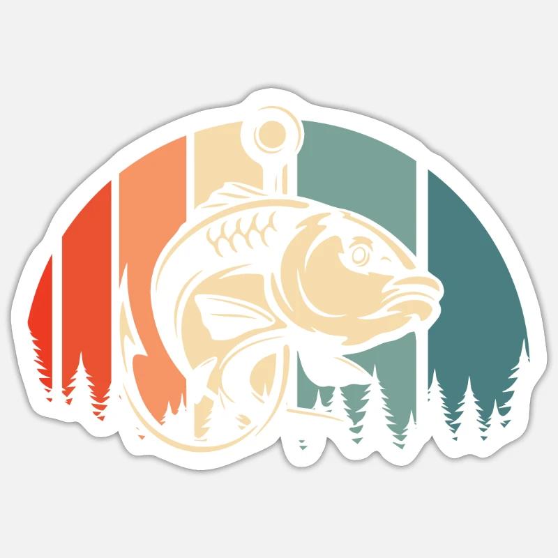 Pêche à la ligne - Sticker taille S (10 x 10 cm) - blanc mat