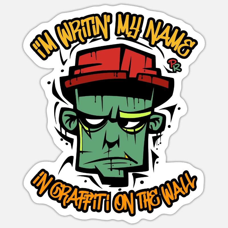 mon nom, tag graffiti sur le mur Sticker taille S (10 x 10 cm)