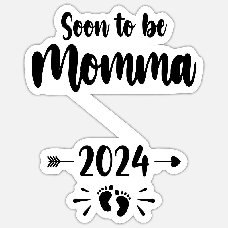 Mama wird bald Mutter 2024 Mutter schwangere Kinder Mot Sticker Größe S (10 x 10 cm)