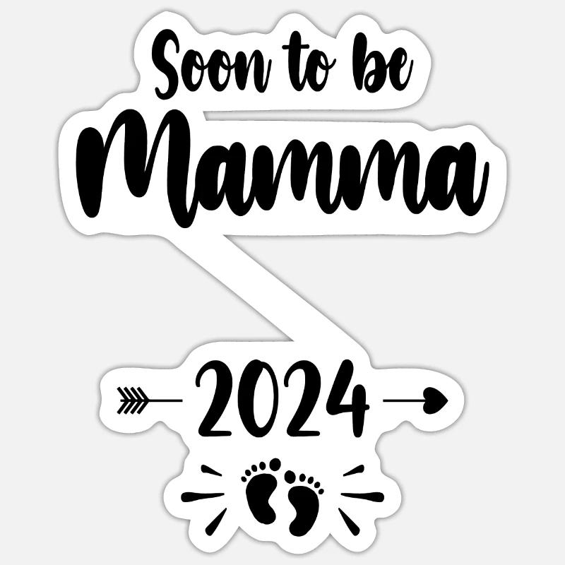 Mama wird bald Mutter 2024 Mutter schwangere Kinder Mot Sticker Größe S (10 x 10 cm)