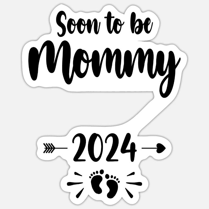 Mama wird bald Mutter 2024 Mutter schwanger Kinder Mot Sticker Größe S (10 x 10 cm)