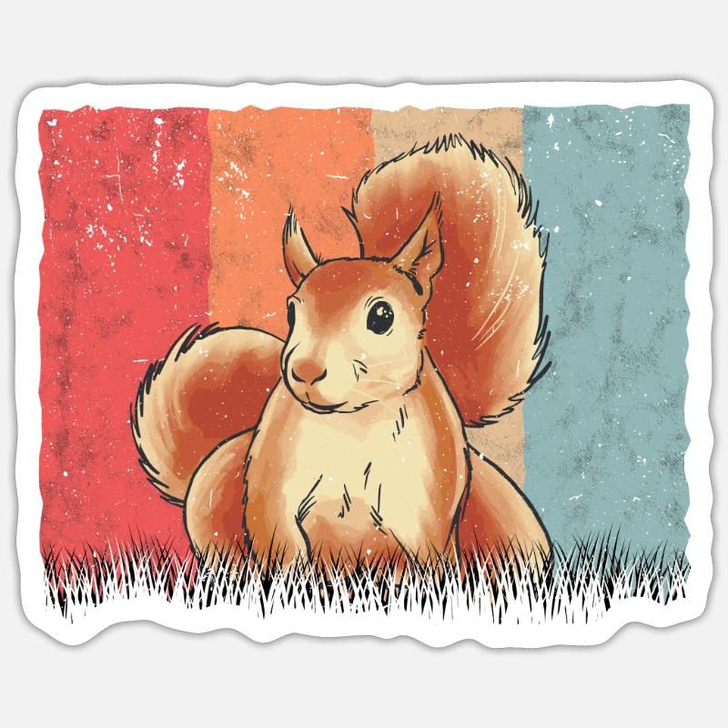 Eichhörnchen Écureuil rétro Sticker taille S (10 x 10 cm)