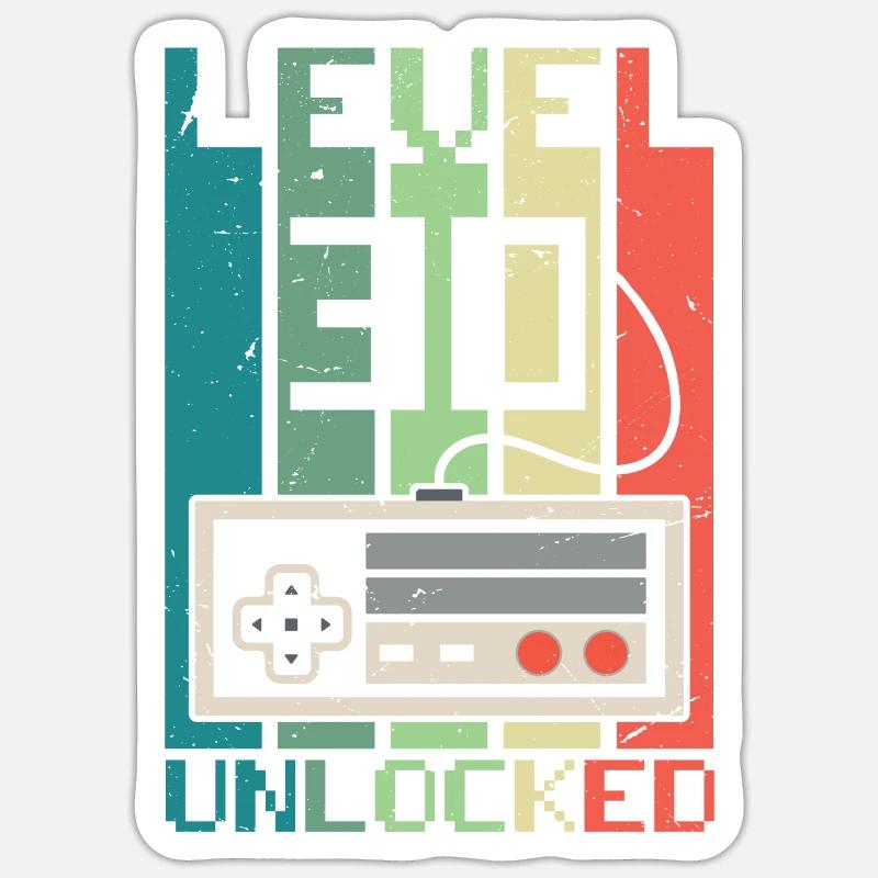Level 30 Unlocked - Sticker size S (10 x 10 cm) - white matte