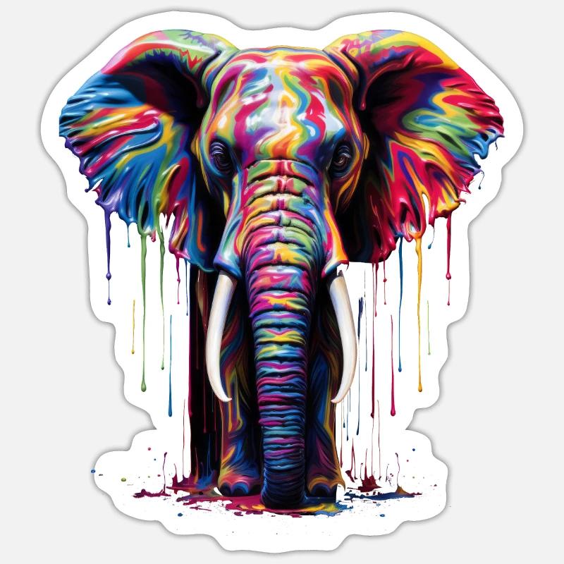 Rainbow Elephant - Sticker Größe S (10 x 10 cm) - Mattweiß