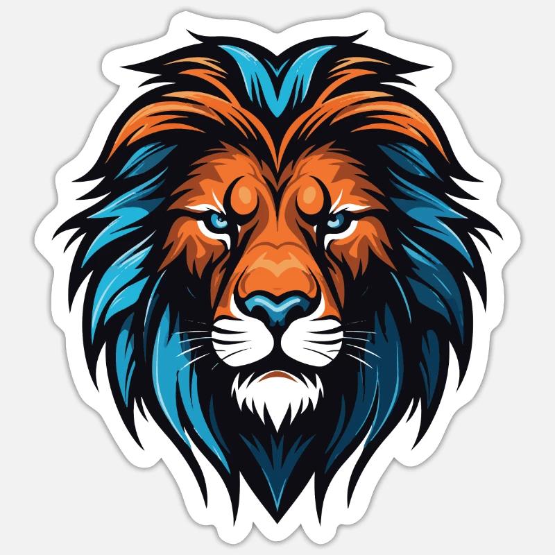 Tête de lion - Sticker taille S (10 x 10 cm) - blanc mat