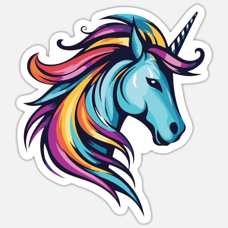 Einhorn Kopf - Sticker Größe S (10 x 10 cm) - Mattweiß