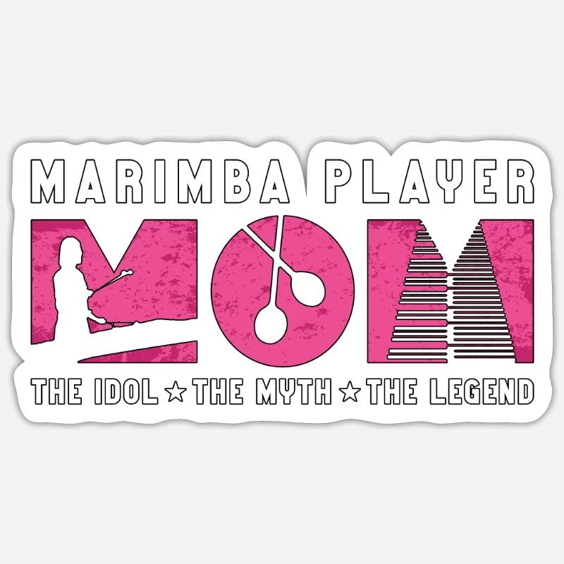Marimba Player Mom The Idol Percussion Instrument - Sticker size S (10 x 10 cm) - white matte